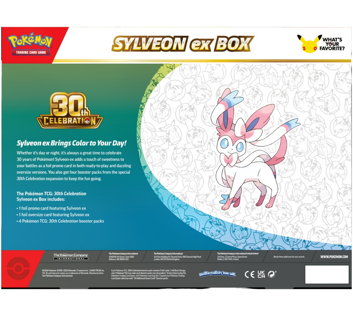 Pokémon TCG: 30th Celebration ex Box - Sylveon ex