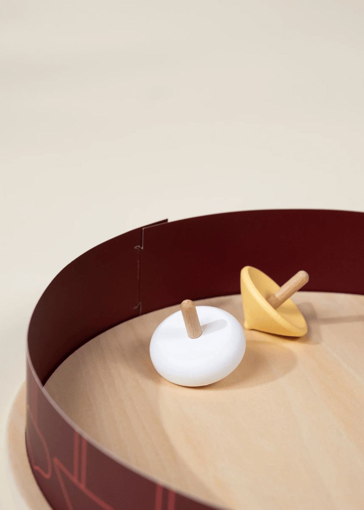 Coco Village Set of 4 Wooden Spinning Tops with Arena