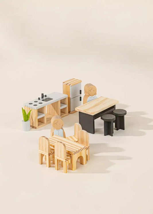 Coco Village Wooden Doll House Kitchen Furniture (12 pcs)