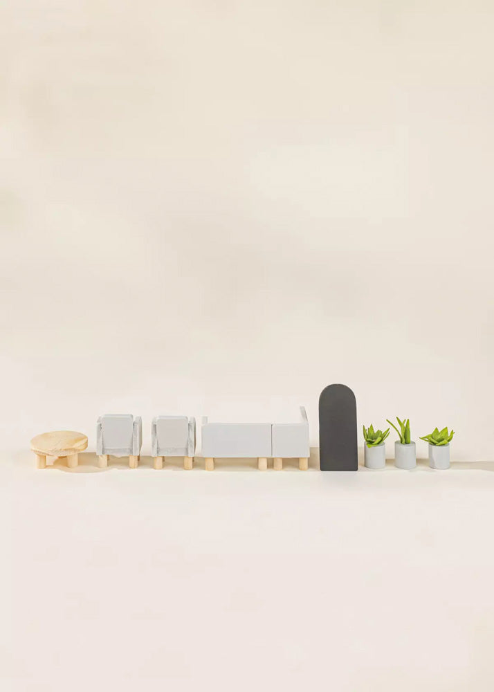 Coco Village Wooden Doll House Living Room Furniture  (10pcs)