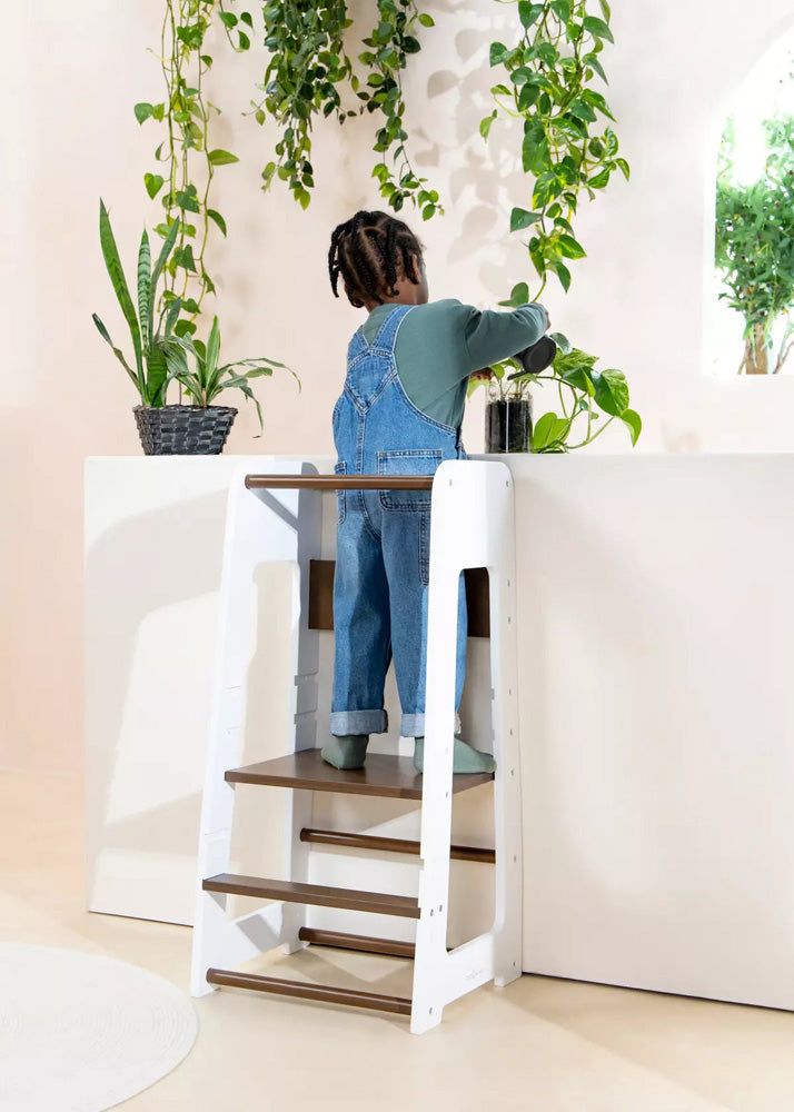 Educational tower - Walnut & White