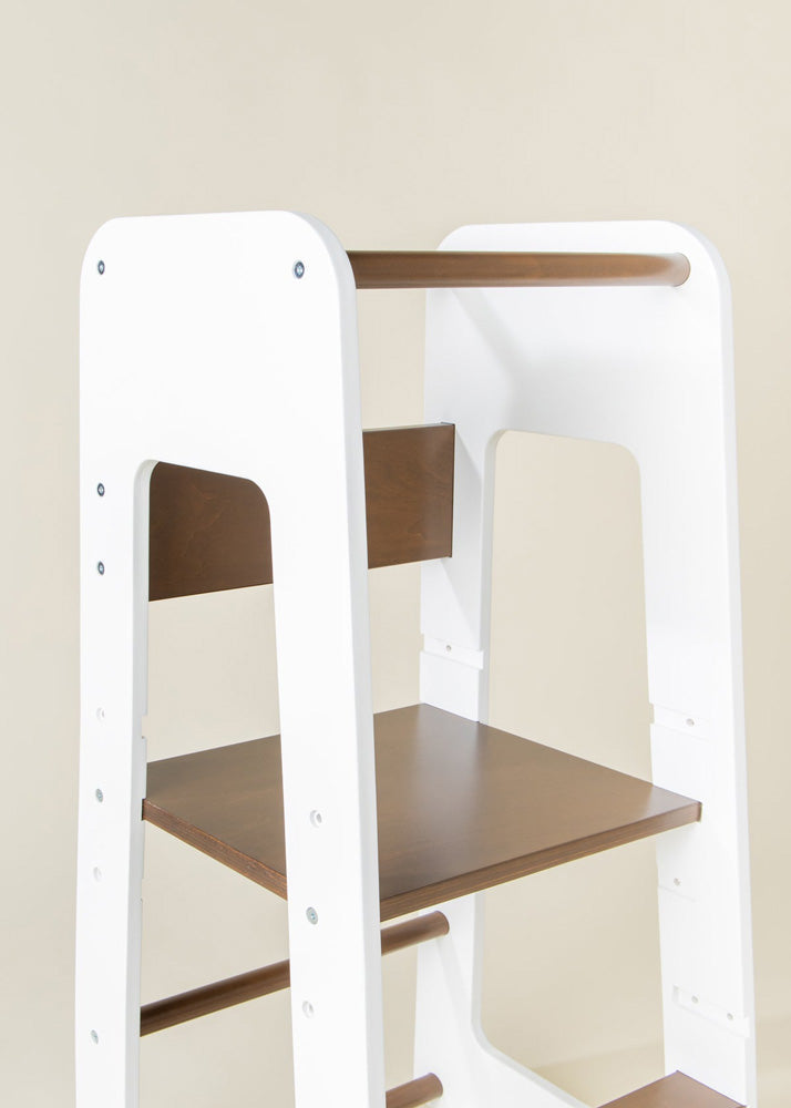 Educational tower - Walnut & White