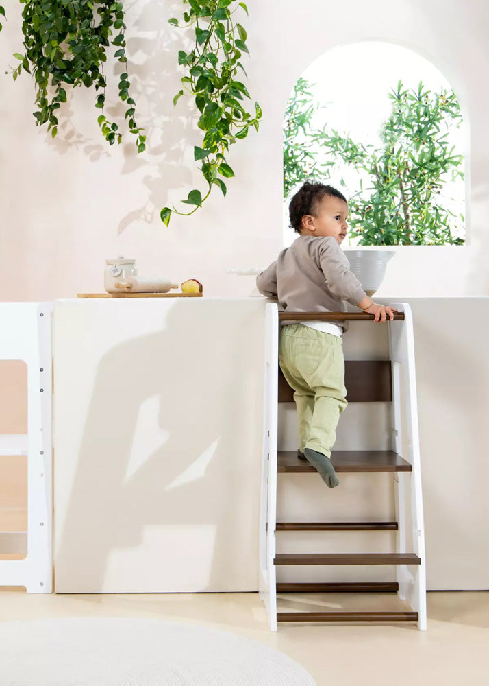 Educational tower - Walnut & White