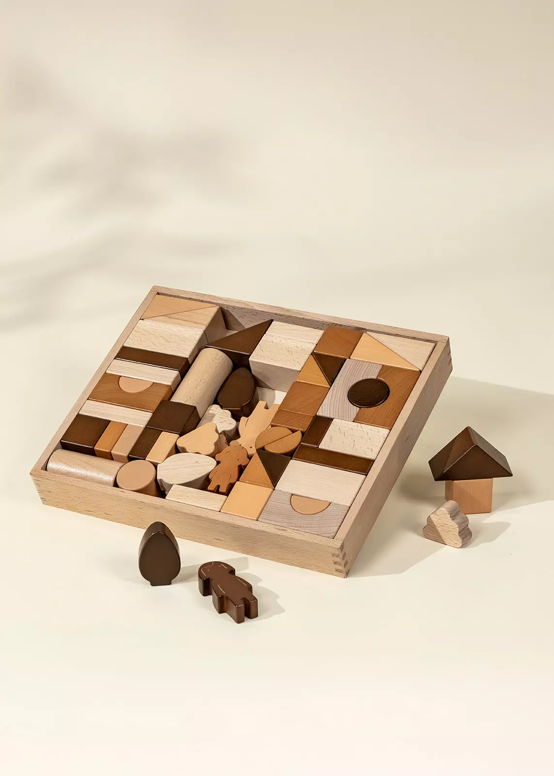 Premium Wooden Construction Blocks Set - 56pcs