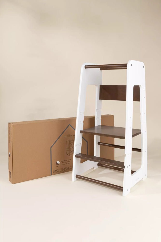 Educational tower - Walnut & White
