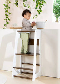 Educational tower - Walnut & White