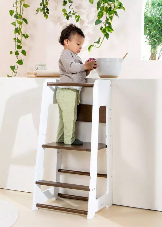 Educational tower - Walnut & White