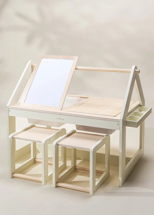 Multifunction Wooden Art&Sensory Table W/ Stools
