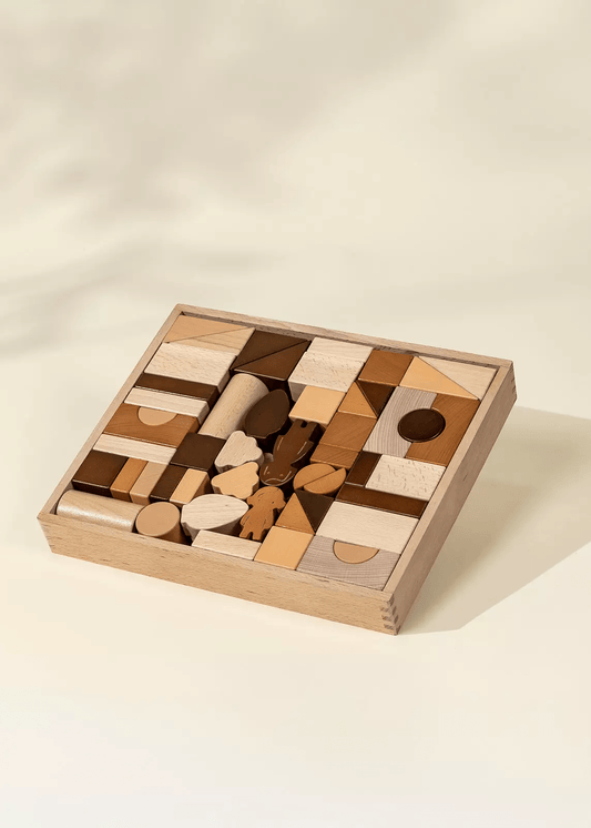 Premium Wooden Construction Blocks Set - 56pcs