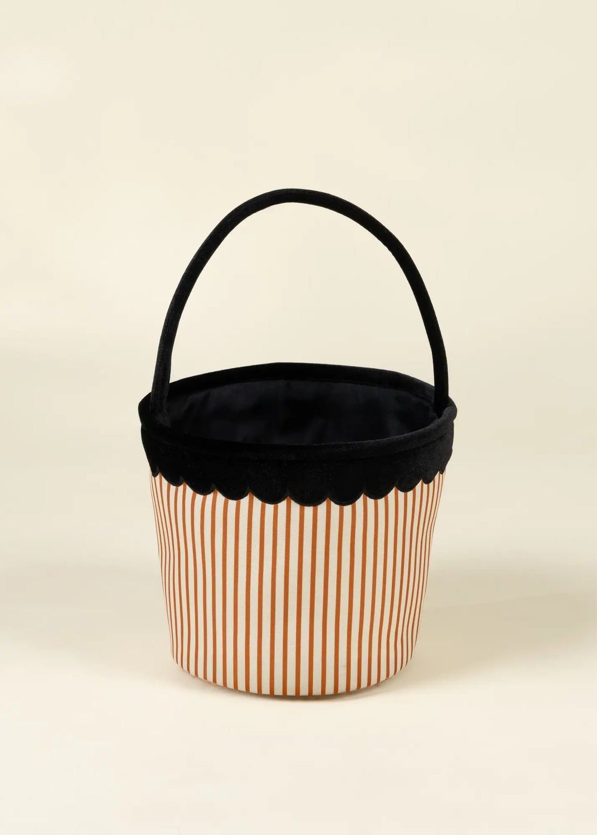 Coco Village Pumpkin Stripe Scalloped Fabric Treat Basket – M