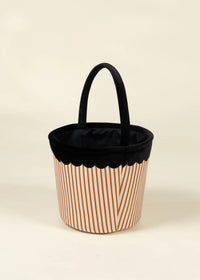 Coco Village Pumpkin Stripe Scalloped Fabric Treat Basket – M