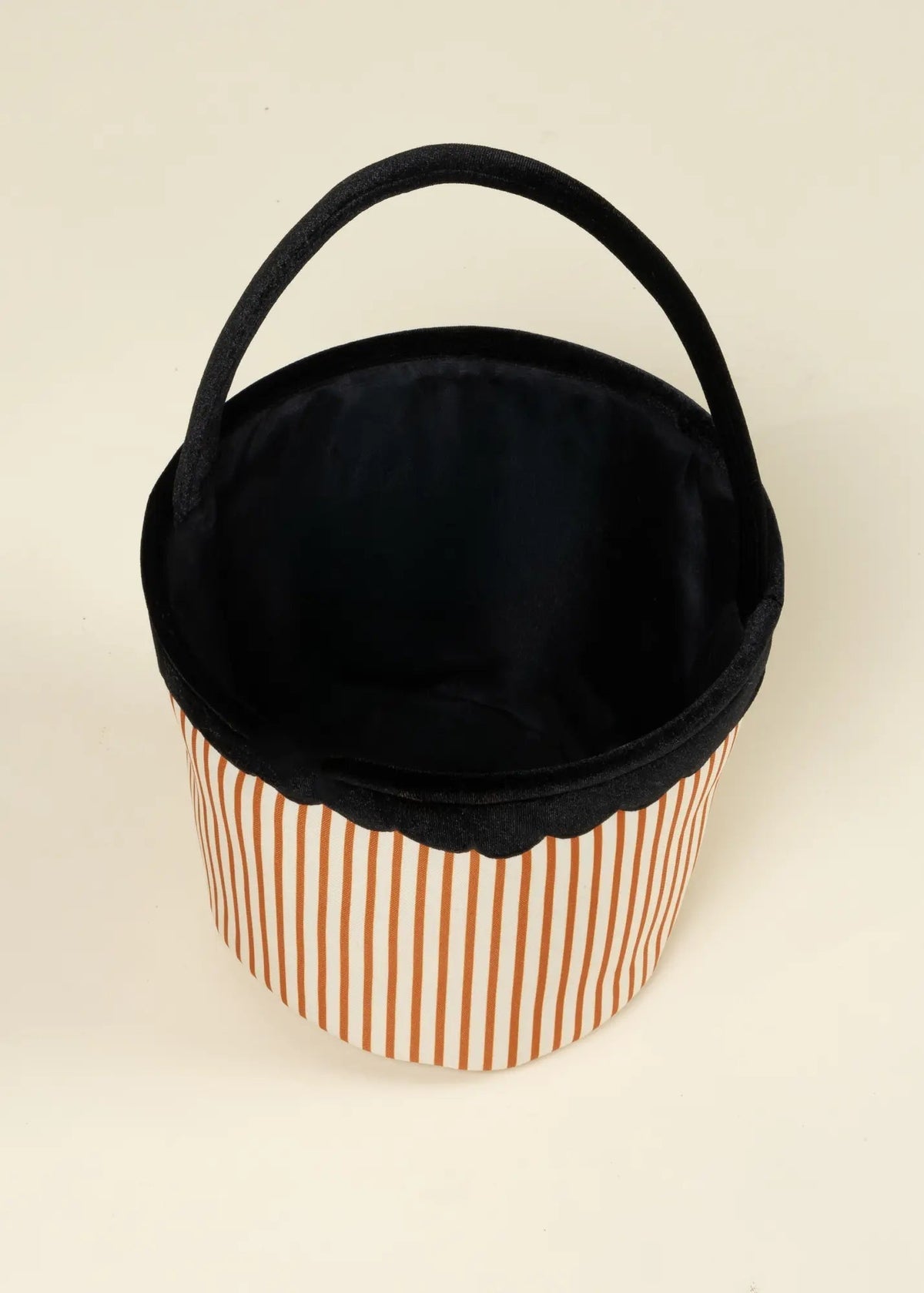 Coco Village Pumpkin Stripe Scalloped Fabric Treat Basket – M