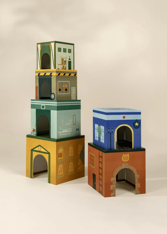 Coco Village Set of 6 Oversized Stacking Boxes - The Buildings
