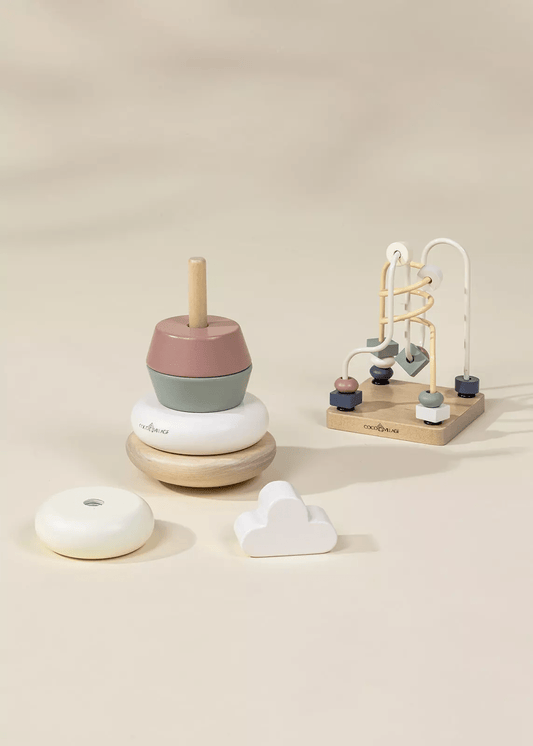 Coco Village Wooden Baby Toy Gifting Set Stacking Rings & Bead Maze