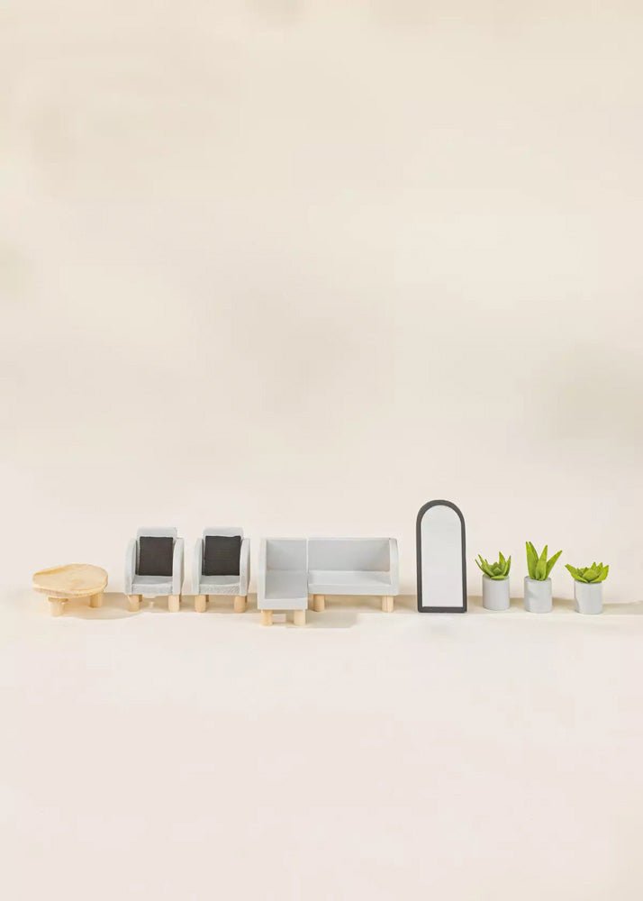 Coco Village Wooden Doll House Living Room Furniture  (10pcs)