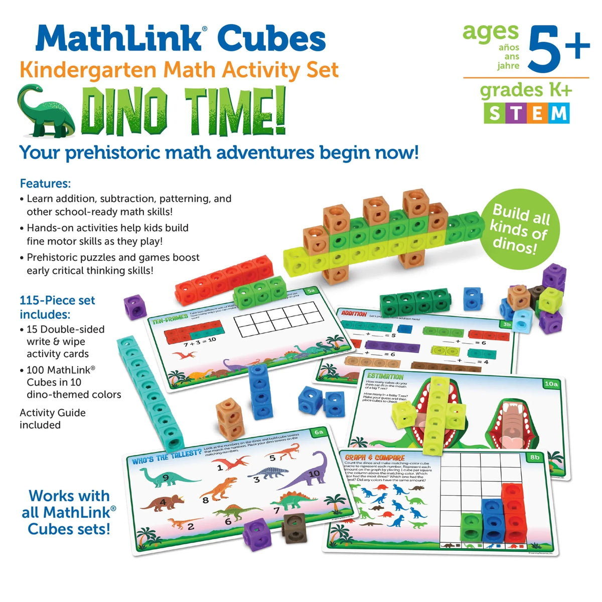 MathLink® Cubes Activity Set - Dino Time