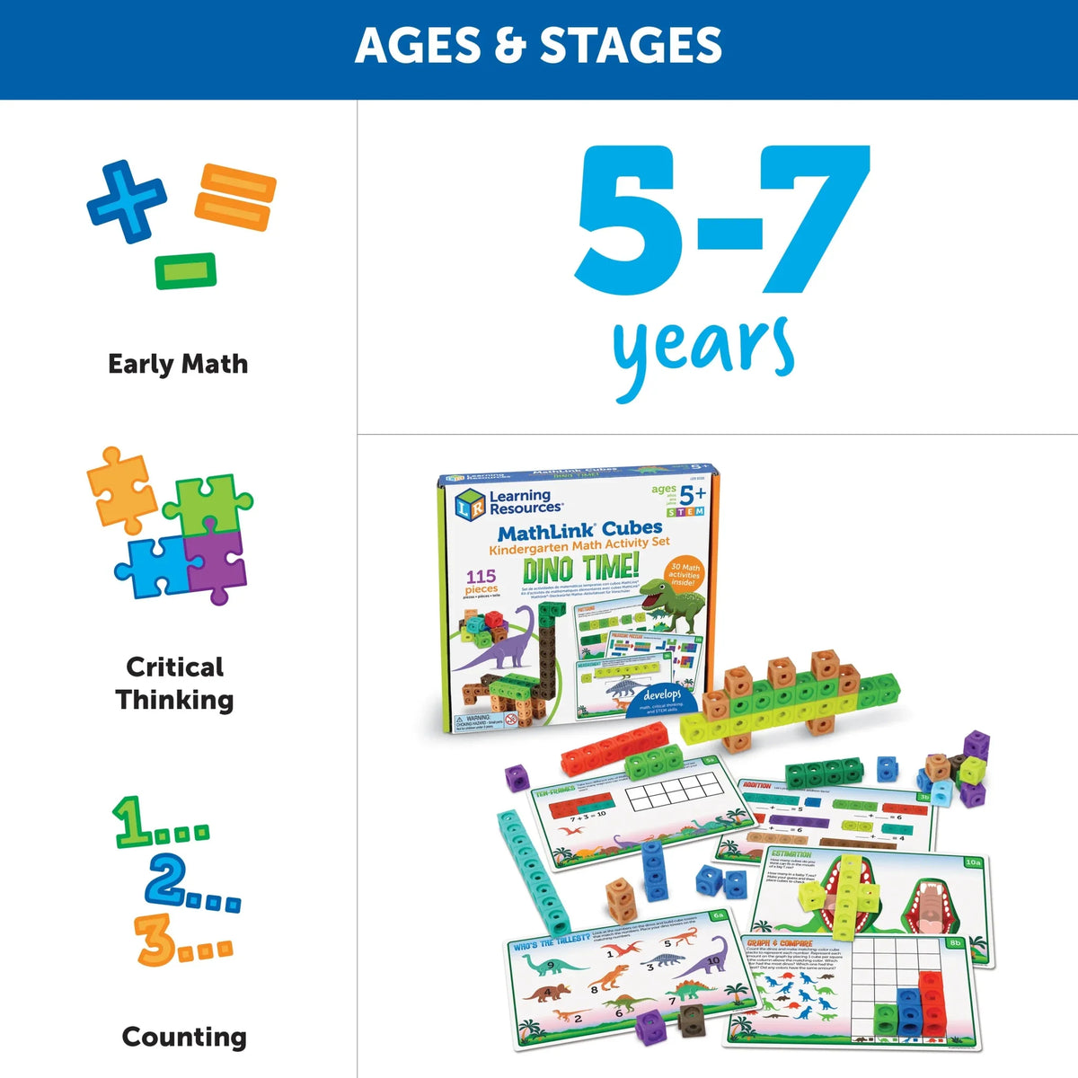 MathLink® Cubes Activity Set - Dino Time