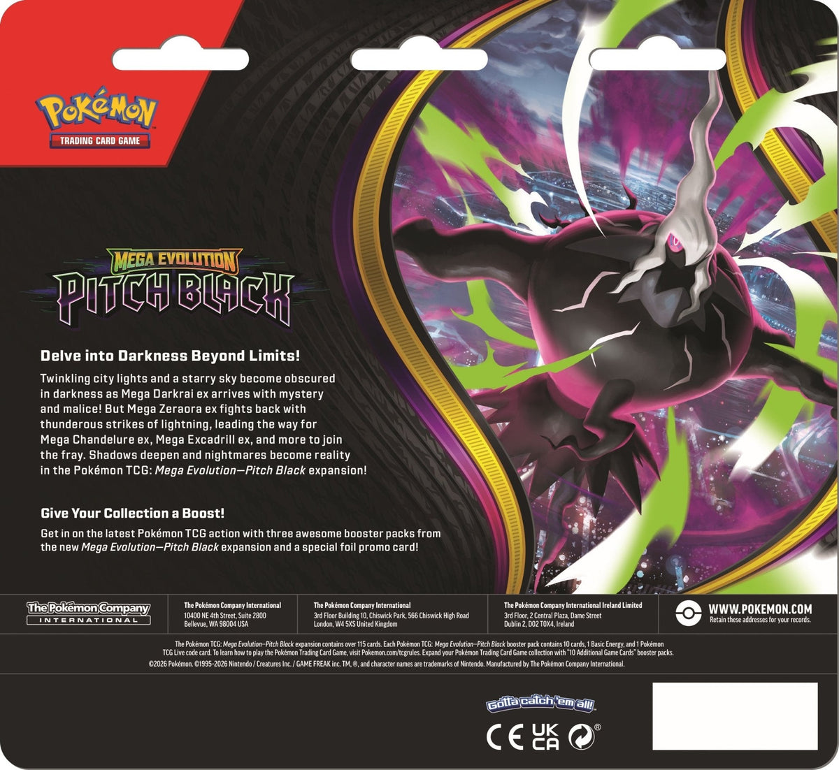 Pokémon TCG: Mega Evolution PITCH BLACK Three-Booster Blister